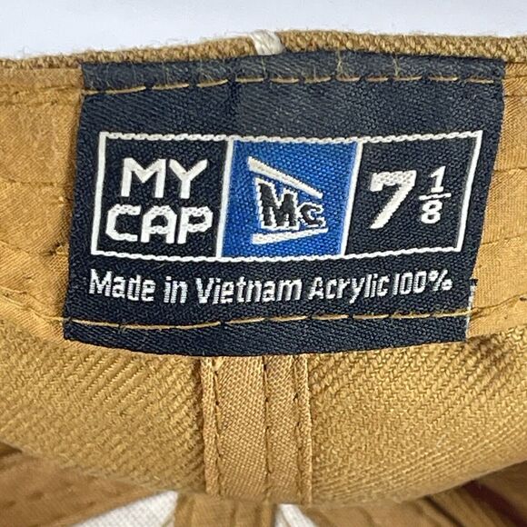 MY CAP Chicago White Sox Baseball Hat Cap Size 7 1/8 Tan White Stripe MC Fitted - Picture 3 of 5